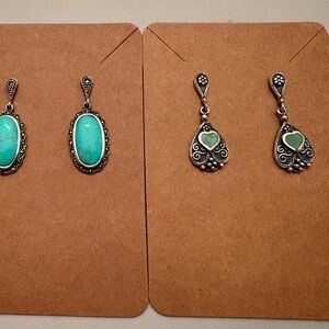 Turquoise Silver Dangle Earrings Set